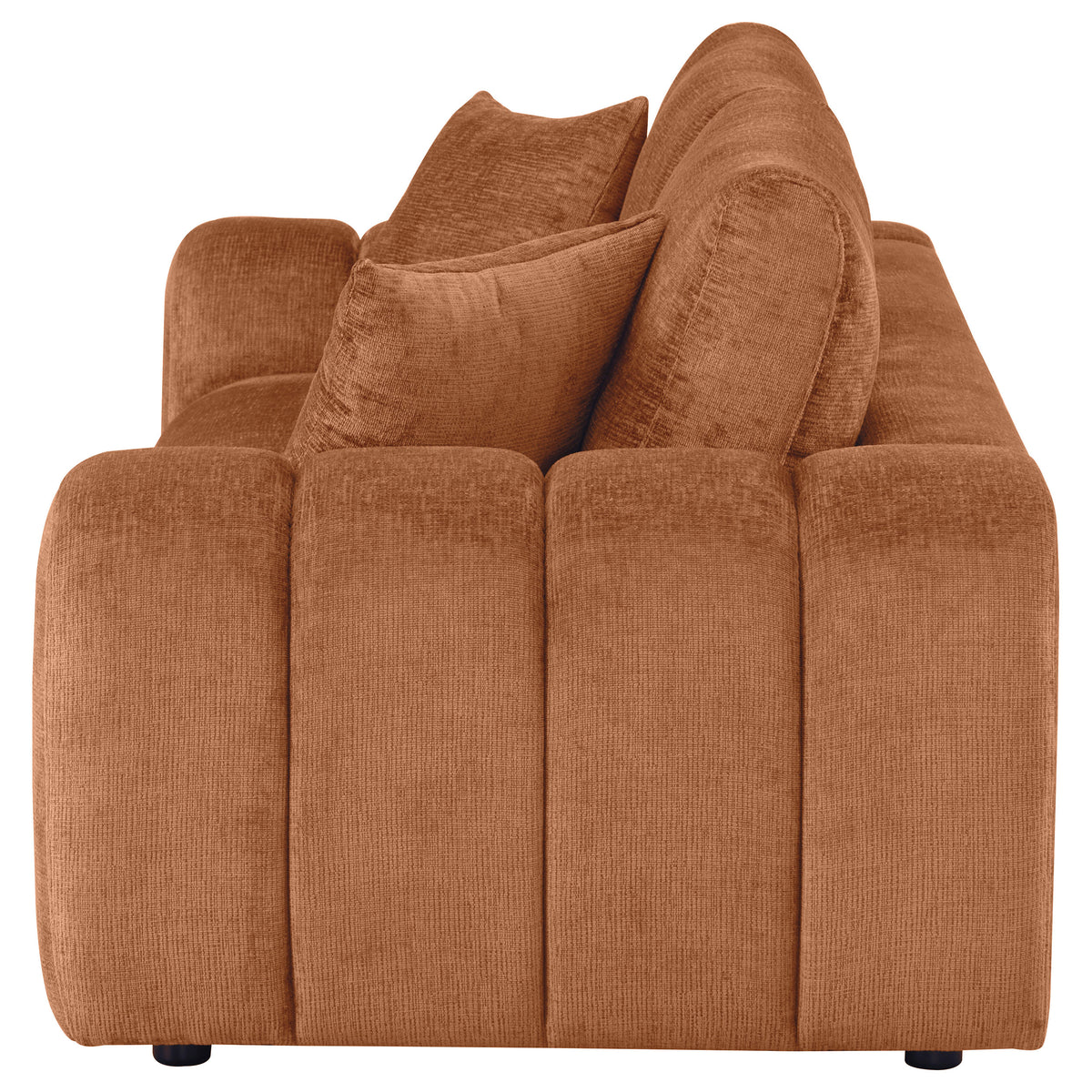Burnett Wide Arm Chenille Sofa, Loveseat, Chair & Ottoman - Burnt Orange Contemporary Living Room Sets – view 11
