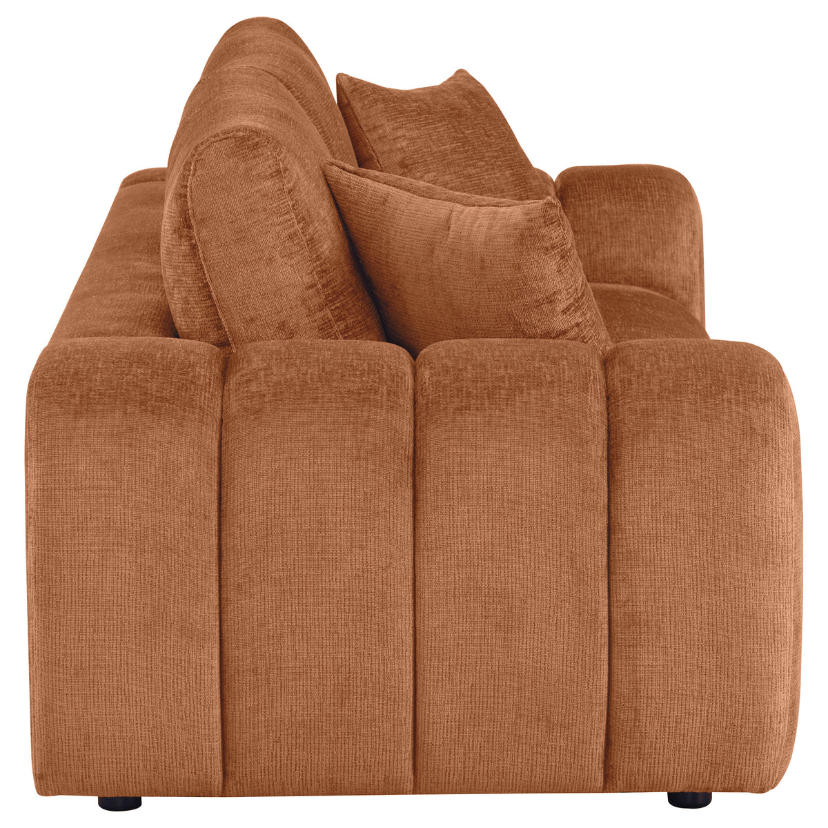 Burnett Wide Arm Chenille Sofa, Loveseat, Chair & Ottoman - Burnt Orange Contemporary Living Room Sets – view 14