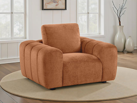 Burnett Wide Arm Chenille Sofa, Loveseat, Chair & Ottoman - Burnt Orange Contemporary Living Room Sets - lifestyle