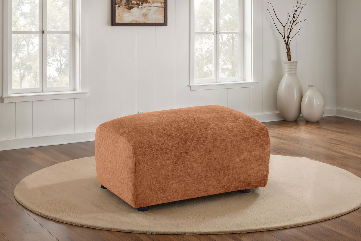 Burnett Wide Arm Chenille Sofa, Loveseat, Chair & Ottoman - Burnt Orange Contemporary Living Room Sets - lifestyle