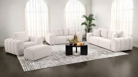 Burnett Wide Arm Chenille Sofa, Loveseat, Chair & Ottoman - 4pcs- Sofa + Loveseat + Chair + Ottoman