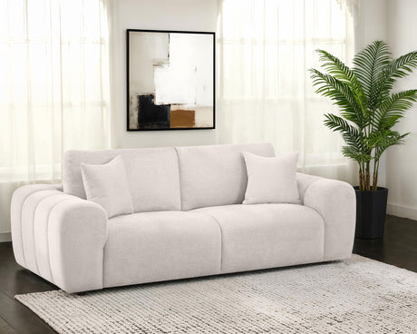 Burnett Wide Arm Chenille Sofa, Loveseat, Chair & Ottoman - Sculptural Ivory Living Room Sets – view 1