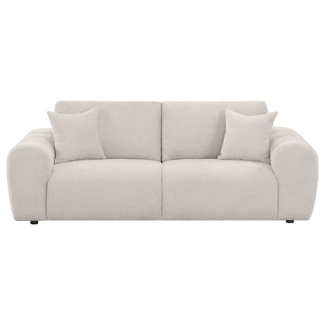 Burnett Wide Arm Chenille Sofa, Loveseat, Chair & Ottoman - Sculptural Ivory Living Room Sets – view 12