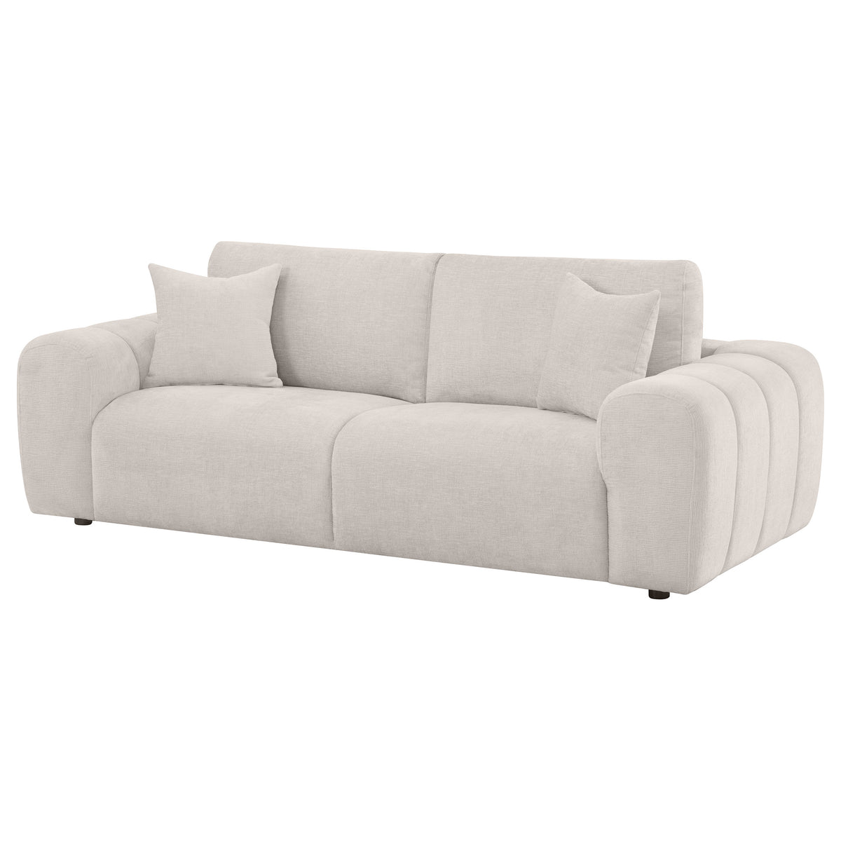 Burnett Wide Arm Chenille Sofa, Loveseat, Chair & Ottoman - Sculptural Ivory Living Room Sets – view 13