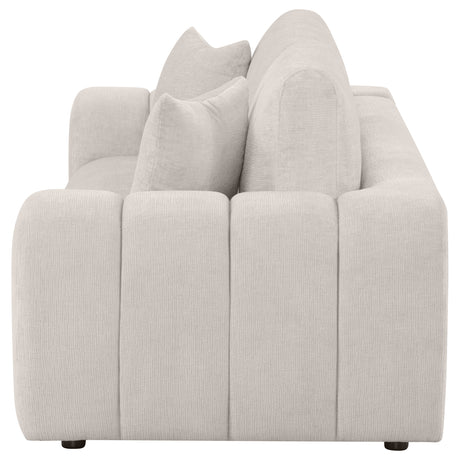 Burnett Wide Arm Chenille Sofa, Loveseat, Chair & Ottoman - Sculptural Ivory Living Room Sets – view 14