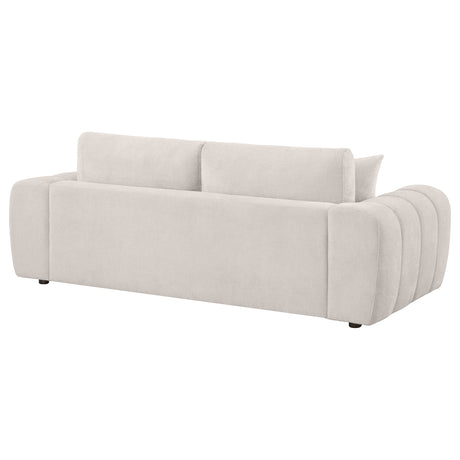 Burnett Wide Arm Chenille Sofa, Loveseat, Chair & Ottoman - Sculptural Ivory Living Room Sets – view 16
