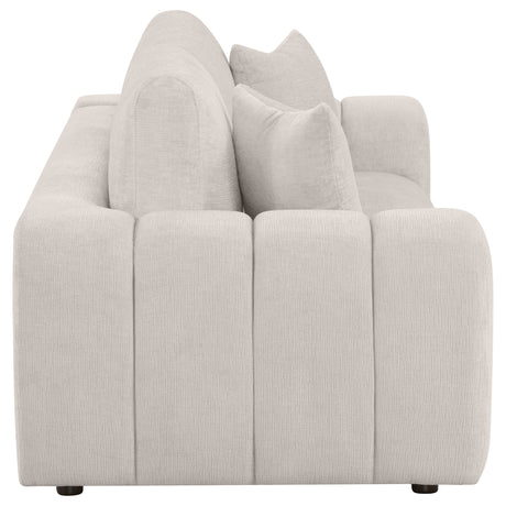 Burnett Wide Arm Chenille Sofa, Loveseat, Chair & Ottoman - Sculptural Ivory Living Room Sets – view 17