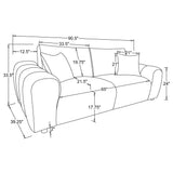 Burnett Wide Arm Chenille Sofa, Loveseat, Chair & Ottoman - Sculptural Ivory Living Room Sets – view 19