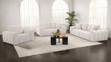 Burnett Wide Arm Chenille Sofa, Loveseat, Chair & Ottoman - Sculptural Ivory Living Room Sets