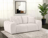 Burnett Wide Arm Chenille Sofa, Loveseat, Chair & Ottoman - Sculptural Ivory Living Room Sets – view 2