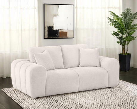 Burnett Wide Arm Chenille Sofa, Loveseat, Chair & Ottoman - Sculptural Ivory Living Room Sets – view 2