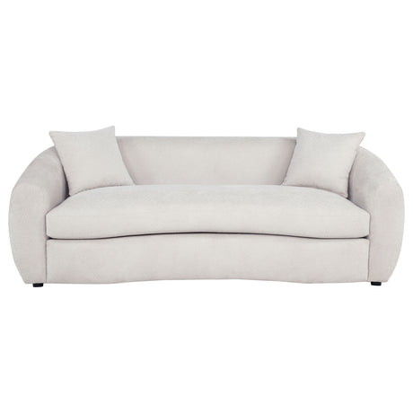 Isabella Curved Sofa, Loveseat & Accent Chair - Sloped Arms in Sand Fabric, Contemporary Living Room Sets – view 6