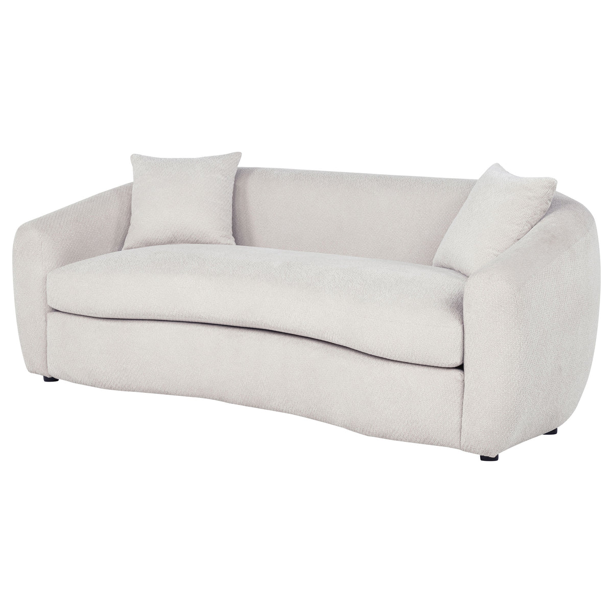 Isabella Curved Sofa, Loveseat & Accent Chair - Sloped Arms in Sand Fabric, Contemporary Living Room Sets – view 7