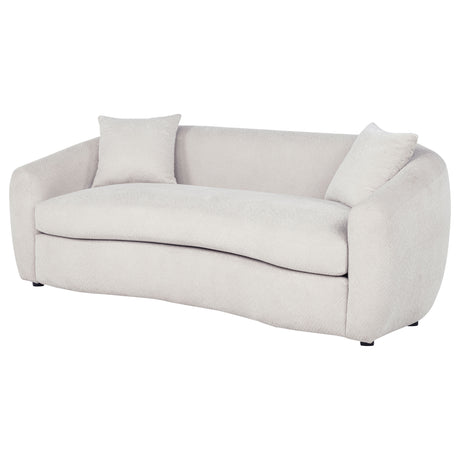 Isabella Curved Sofa, Loveseat & Accent Chair - Sloped Arms in Sand Fabric, Contemporary Living Room Sets – view 7