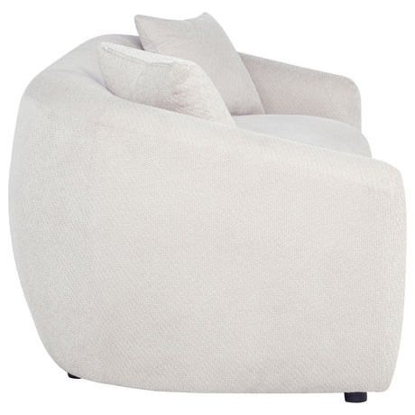 Isabella Curved Sofa, Loveseat & Accent Chair - Sloped Arms in Sand Fabric, Contemporary Living Room Sets – view 11