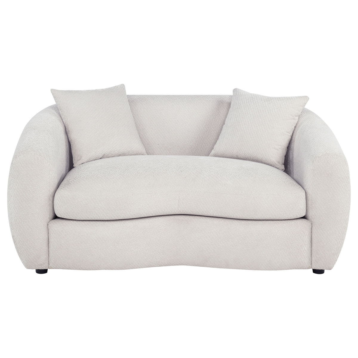 Isabella Curved Sofa, Loveseat & Accent Chair - Sloped Arms in Sand Fabric, Contemporary Living Room Sets – view 14
