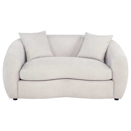Isabella Curved Sofa, Loveseat & Accent Chair - Sloped Arms in Sand Fabric, Contemporary Living Room Sets – view 14