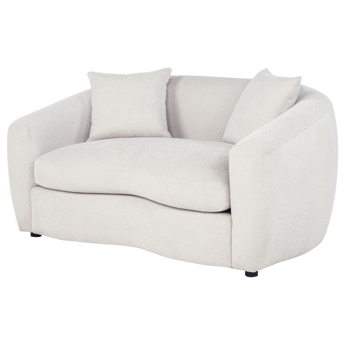 Isabella Curved Sofa, Loveseat & Accent Chair - Sloped Arms in Sand Fabric, Contemporary Living Room Sets – view 15