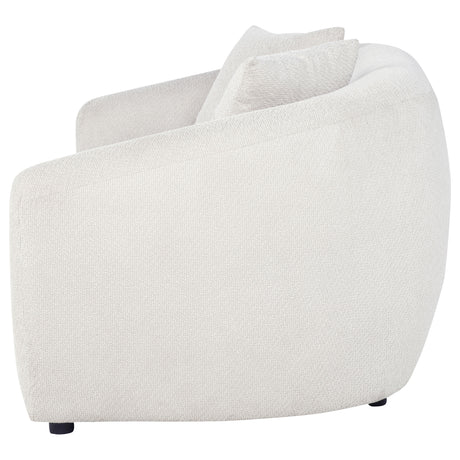 Isabella Curved Sofa, Loveseat & Accent Chair - Sloped Arms in Sand Fabric, Contemporary Living Room Sets – view 16