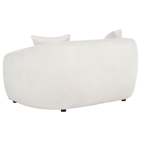 Isabella Curved Sofa, Loveseat & Accent Chair - Sloped Arms in Sand Fabric, Contemporary Living Room Sets – view 17