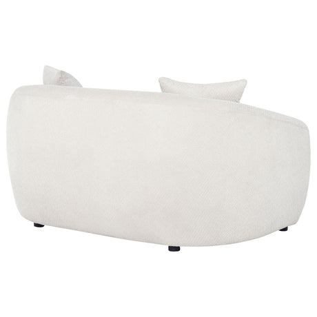 Isabella Curved Sofa, Loveseat & Accent Chair - Sloped Arms in Sand Fabric, Contemporary Living Room Sets – view 18