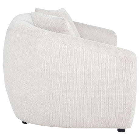 Isabella Curved Sofa, Loveseat & Accent Chair - Sloped Arms in Sand Fabric, Contemporary Living Room Sets – view 19