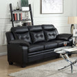 Finley Tufted Sofa, Loveseat & Chair - Black Faux Leather with Padded Headrests & Pocket Coil Seating – view 1