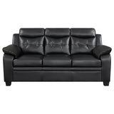 Finley Tufted Sofa, Loveseat & Chair - Black Faux Leather with Padded Headrests & Pocket Coil Seating – view 9