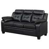 Finley Tufted Sofa, Loveseat & Chair - Black Faux Leather with Padded Headrests & Pocket Coil Seating – view 10