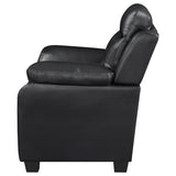 Finley Tufted Sofa, Loveseat & Chair - Black Faux Leather with Padded Headrests & Pocket Coil Seating – view 11
