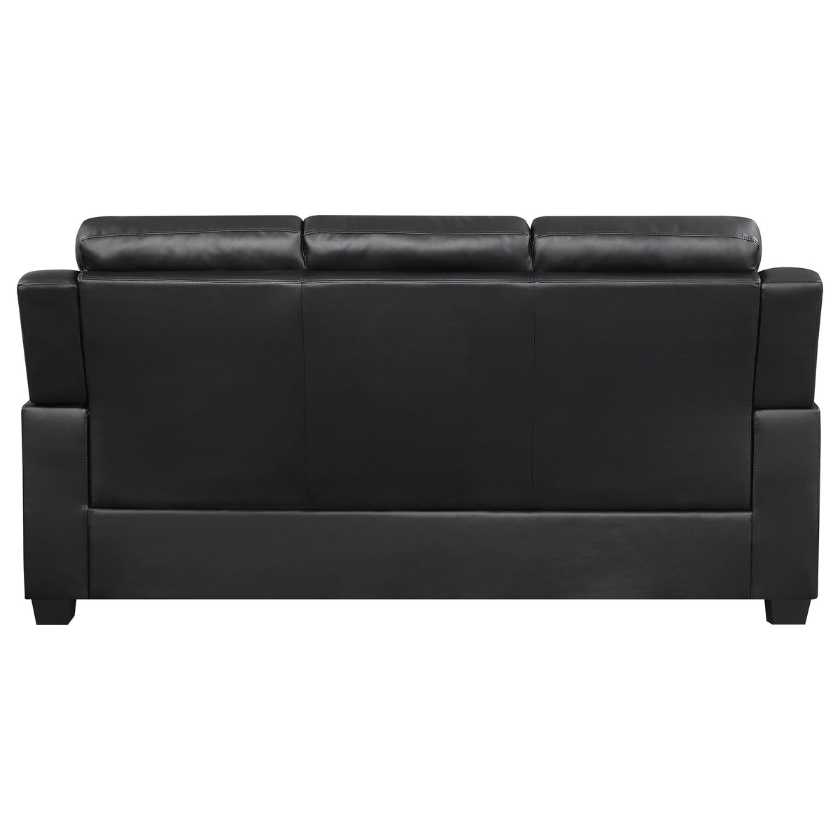 Finley Tufted Sofa, Loveseat & Chair - Black Faux Leather with Padded Headrests & Pocket Coil Seating – view 12