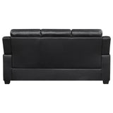 Finley Tufted Sofa, Loveseat & Chair - Black Faux Leather with Padded Headrests & Pocket Coil Seating – view 12