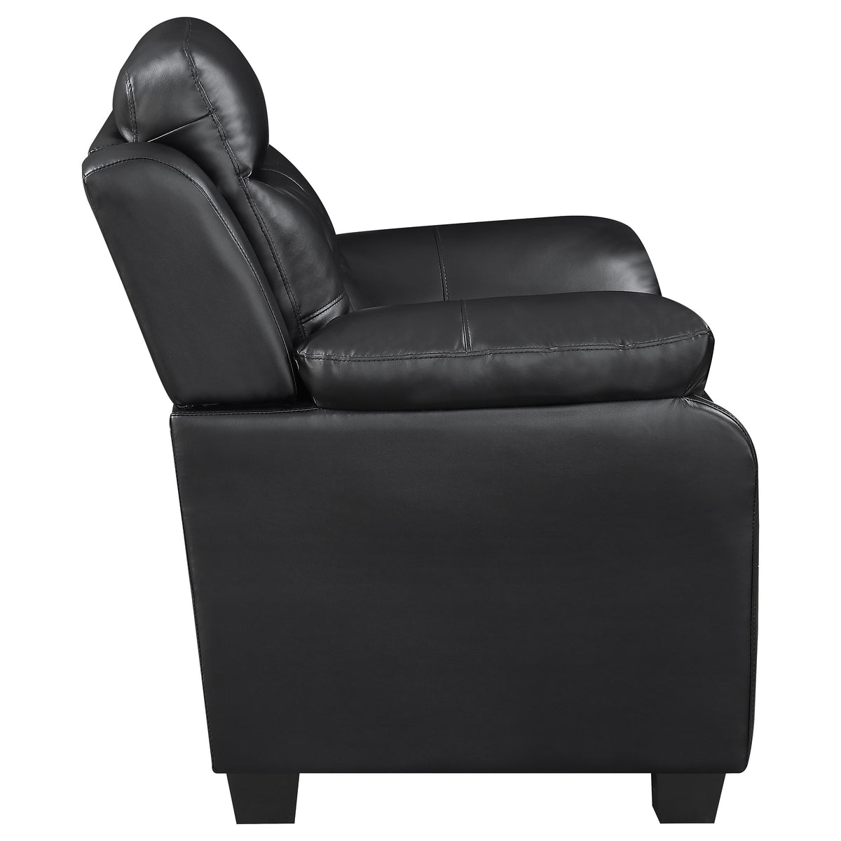 Finley Tufted Sofa, Loveseat & Chair - Black Faux Leather with Padded Headrests & Pocket Coil Seating – view 13