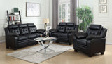 Finley Tufted Sofa, Loveseat & Chair - Black Faux Leather with Padded Headrests & Pocket Coil Seating – view 16