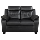 Finley Tufted Sofa, Loveseat & Chair - Black Faux Leather with Padded Headrests & Pocket Coil Seating – view 17