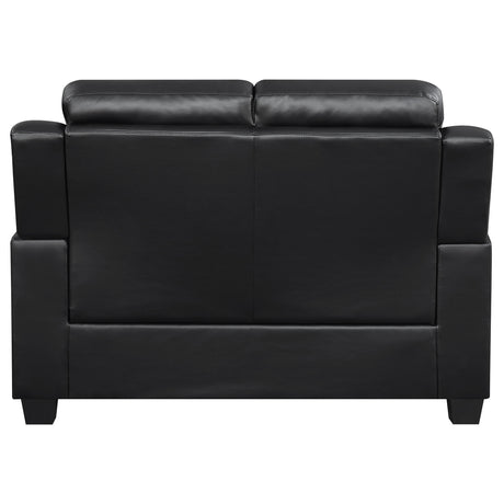 Finley Tufted Sofa, Loveseat & Chair - Black Faux Leather with Padded Headrests & Pocket Coil Seating – view 20