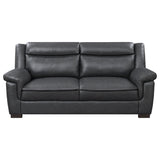 Arabella Pillow-Top Arm Sofa, Loveseat & Chair - Grey Faux Leather Living Room Sets with Dark Brown Legs – view 9