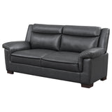 Arabella Pillow-Top Arm Sofa, Loveseat & Chair - Grey Faux Leather Living Room Sets with Dark Brown Legs – view 10