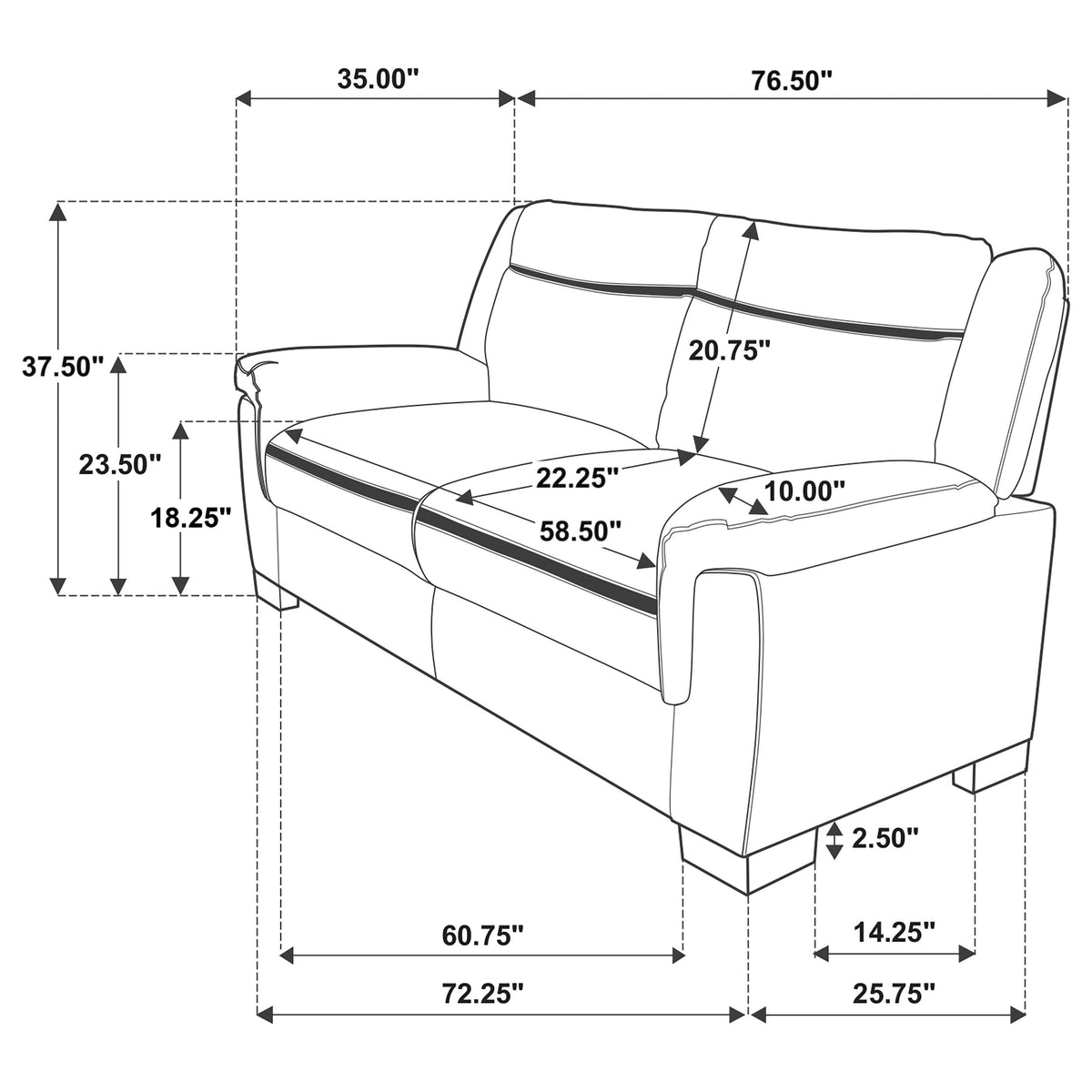 Arabella Pillow-Top Arm Sofa, Loveseat & Chair - Grey Faux Leather Living Room Sets with Dark Brown Legs – view 12