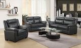 Arabella Pillow-Top Arm Sofa, Loveseat & Chair - Grey Faux Leather Living Room Sets with Dark Brown Legs – view 13