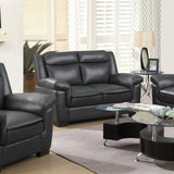 Arabella Pillow-Top Arm Sofa, Loveseat & Chair - Grey Faux Leather Living Room Sets with Dark Brown Legs – view 2