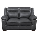Arabella Pillow-Top Arm Sofa, Loveseat & Chair - Grey Faux Leather Living Room Sets with Dark Brown Legs – view 14