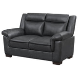 Arabella Pillow-Top Arm Sofa, Loveseat & Chair - Grey Faux Leather Living Room Sets with Dark Brown Legs – view 15