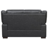 Arabella Pillow-Top Arm Sofa, Loveseat & Chair - Grey Faux Leather Living Room Sets with Dark Brown Legs – view 16