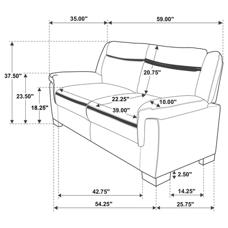 Arabella Pillow-Top Arm Sofa, Loveseat & Chair - Grey Faux Leather Living Room Sets with Dark Brown Legs – view 17