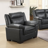 Arabella Pillow-Top Arm Sofa, Loveseat & Chair - Grey Faux Leather Living Room Sets with Dark Brown Legs – view 3