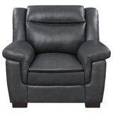 Arabella Pillow-Top Arm Sofa, Loveseat & Chair - Grey Faux Leather Living Room Sets with Dark Brown Legs – view 19