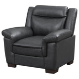 Arabella Pillow-Top Arm Sofa, Loveseat & Chair - Grey Faux Leather Living Room Sets with Dark Brown Legs – view 20