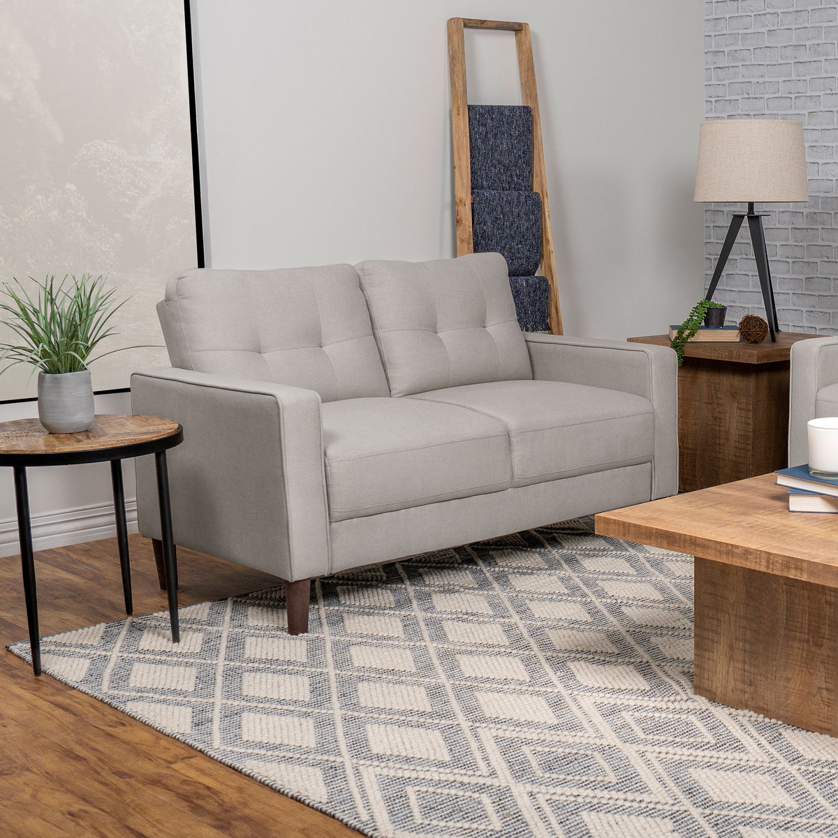 Bowen Track Arm Sofa, Loveseat & Accent Chair - Grid-Tufted Beige Performance Fabric Living Room Sets – view 16