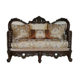 Devayne Wingback Loveseat, Chair & Marble Tables